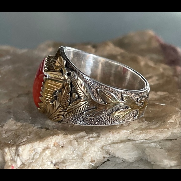⭐️ Coral Sterling Silver Ring - Picture 7 of 13